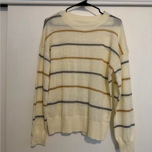 Striped Cream and Gray Men's Sweater
